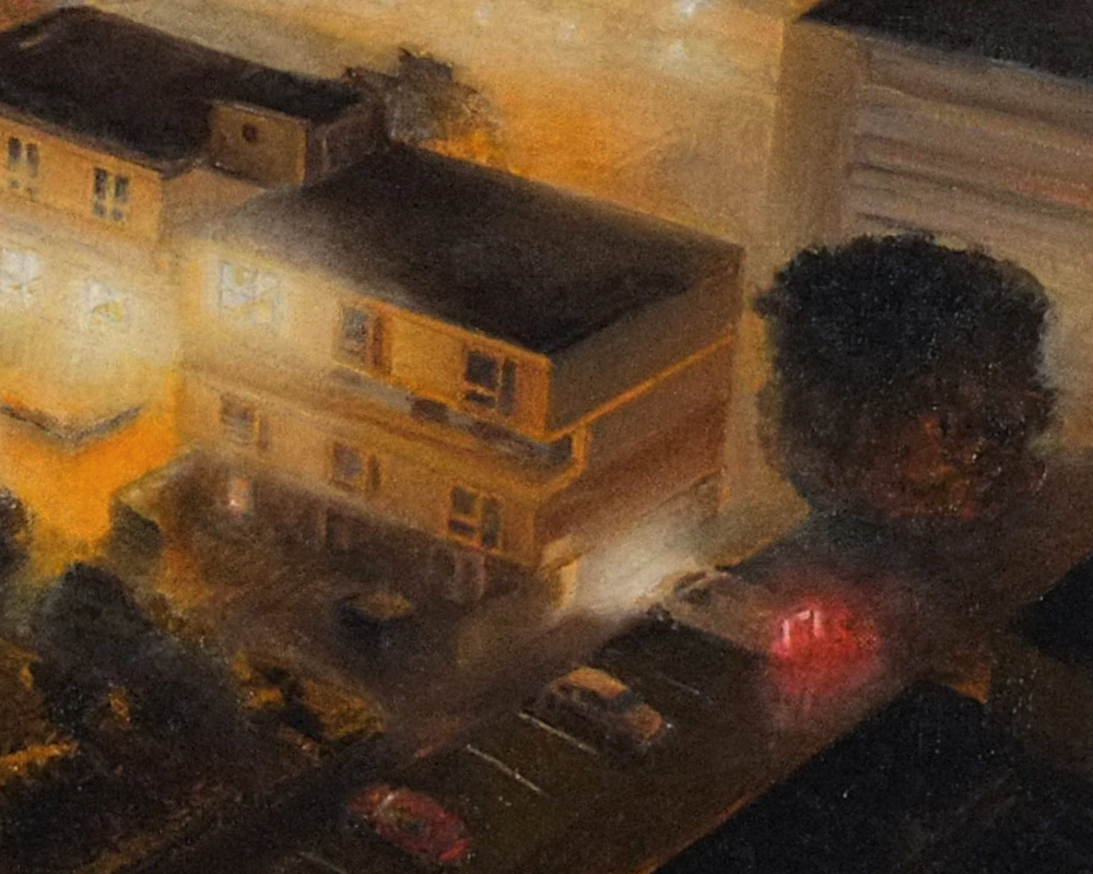 A detail crop taken from FOG AND LIGHTS AND INBETWEEN a painting by Lawrence Brand