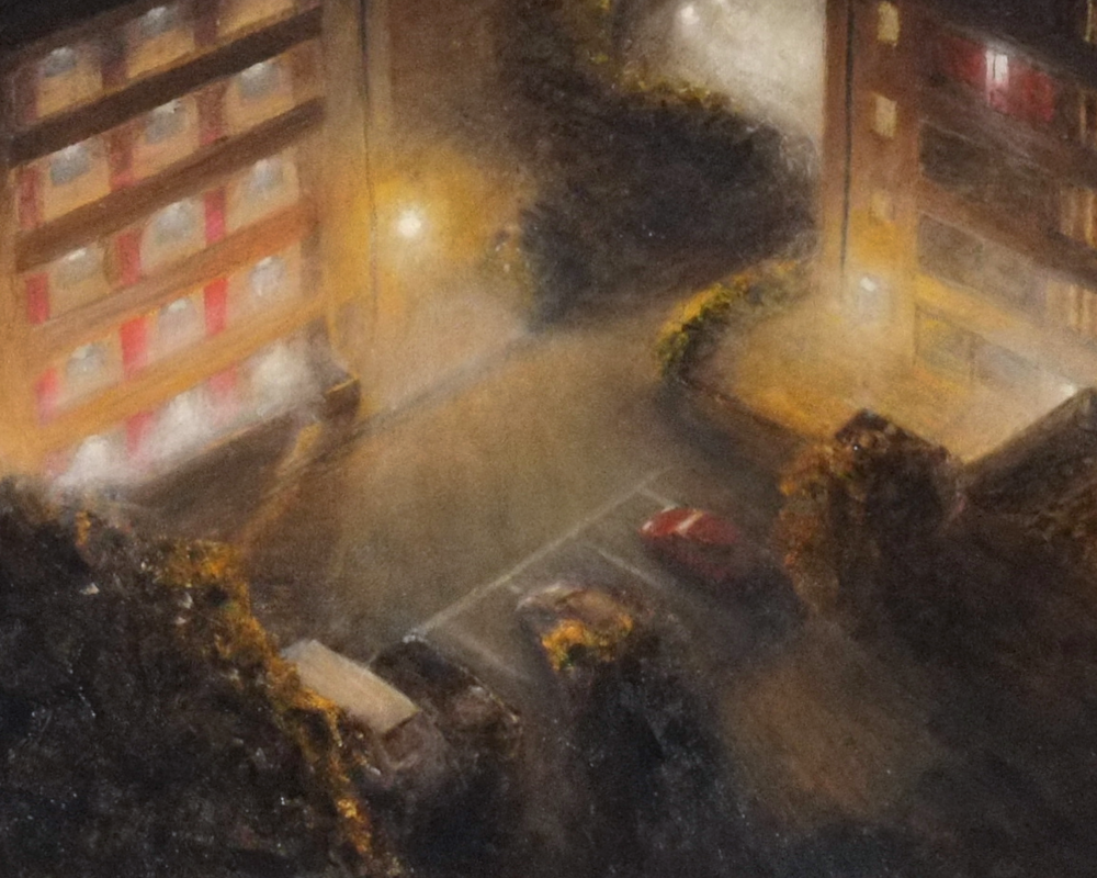 A detail crop taken from AND IN THOSE LIGHTS THERE WAS LIFE - a painting by Lawrence Brand